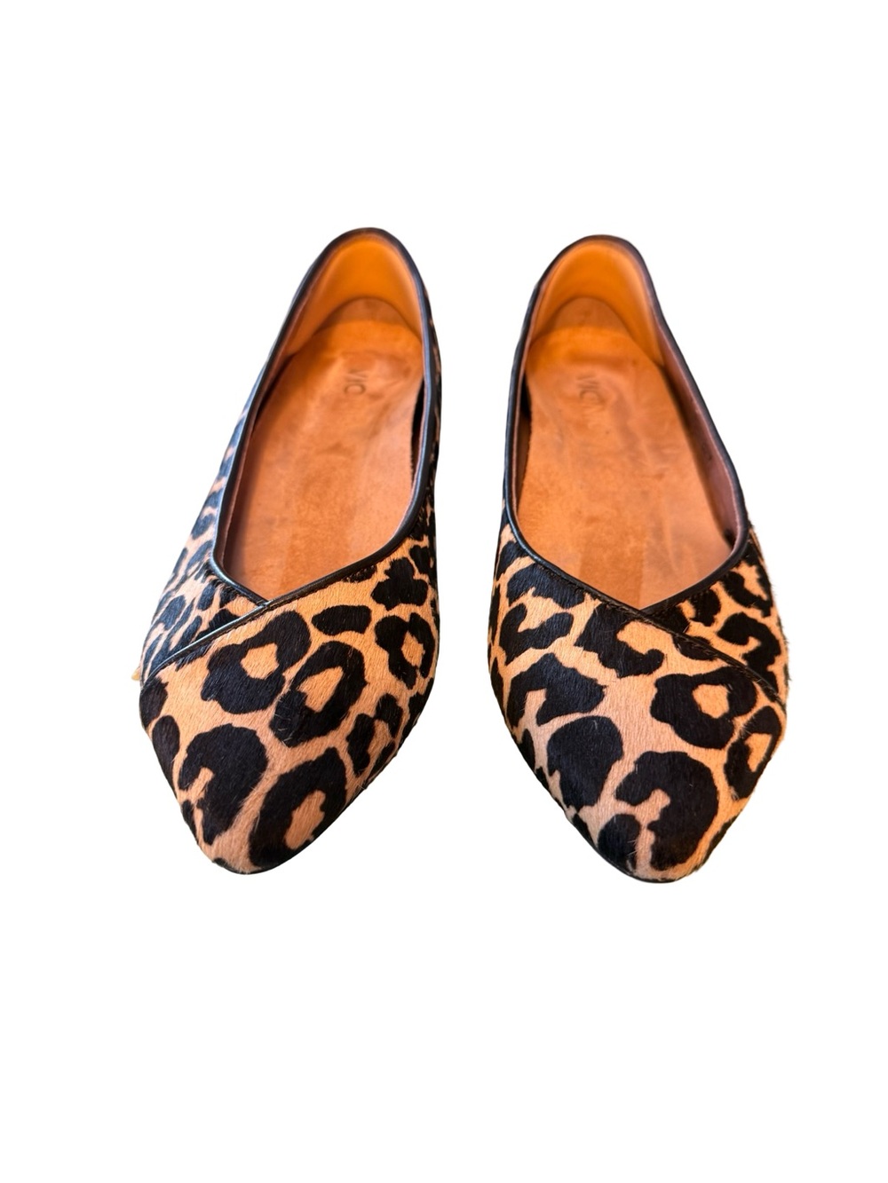 Vionic Leopard Print Pointed Toe Flats - Tan/Black